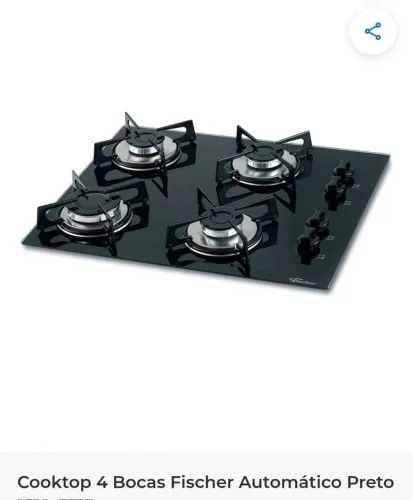 Cooktop Fischer 4 Bocas Automático - NOVO