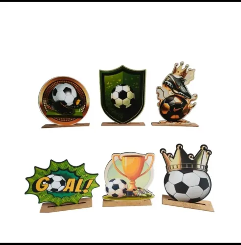 Display de Mesa Kit 6 Peças Para Festa Futebol MDF