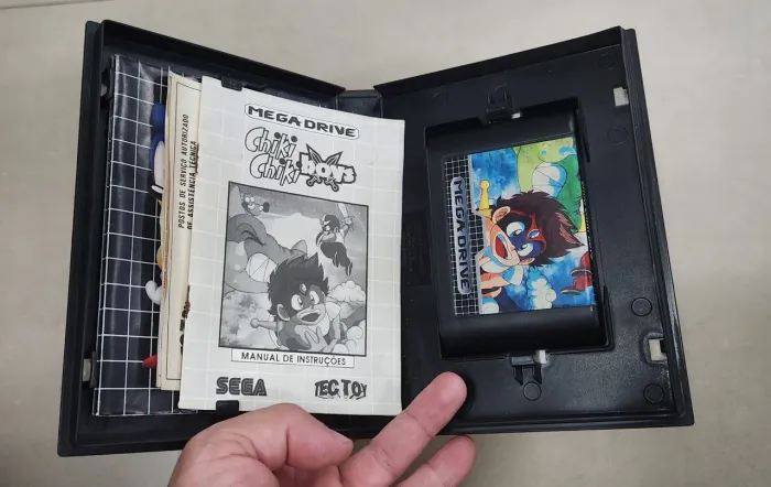 Jogo Completo Mega Drive Chiki Chiki Boys Tectoy c/ Manual e folhetos