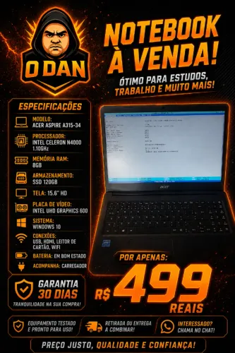 Notebook O Acer Aspire A315-34