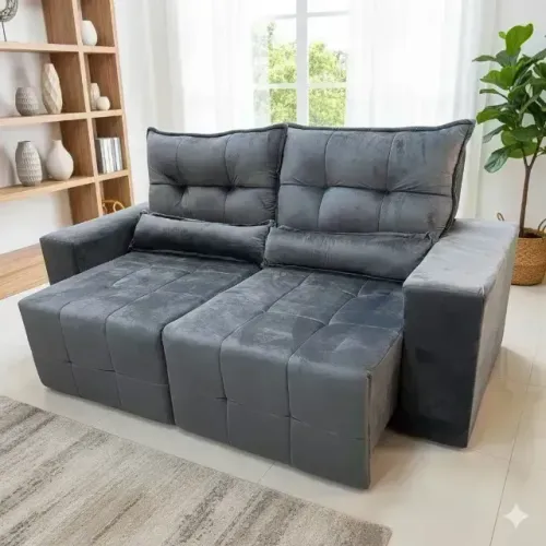 Oferta sofa retratil e reclinavel na cor cinza (dividimos em ate 10x sem juros consulte)
