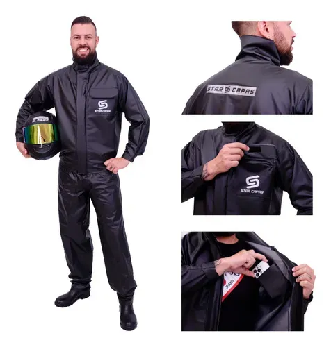 Kit Capa De Chuva Roupa Conjunto Para Motoqueiro Reforçada