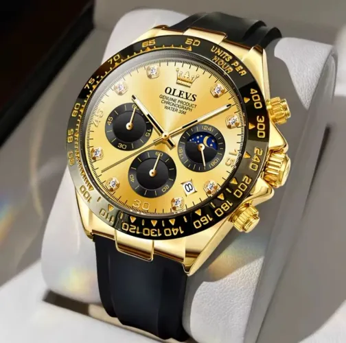 Relógio Masculino OLEVS 2875 à Prova D'água Pulseira em Silicone