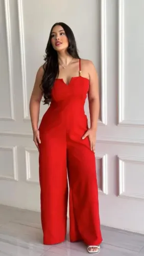 Macacão longo vermelho 