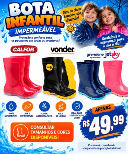 Bota Chuva Galocha Infantil