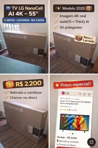 TV LG NanoCell AI 4K 55 polegadas - NOVA / LACRADA - R$ 2.200