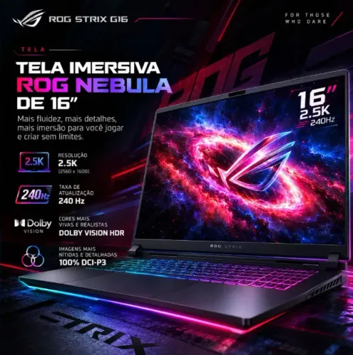 Notebook Gamer ASUS ROG Strix G16 Placa 5060 - Novo - caixa lacrada