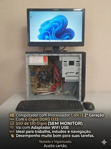 Computador Core i3, 6 gigas SSD de 120 gigas.