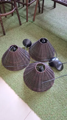 3 Luminárias pendentes lustre de junco