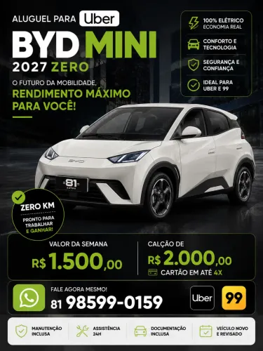 Locação UBER aluguel byd Mini 