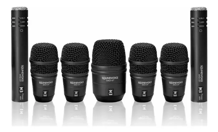 Kit 7 Microfones Soundvoice Para Bateria Skd-07 Cor Preto