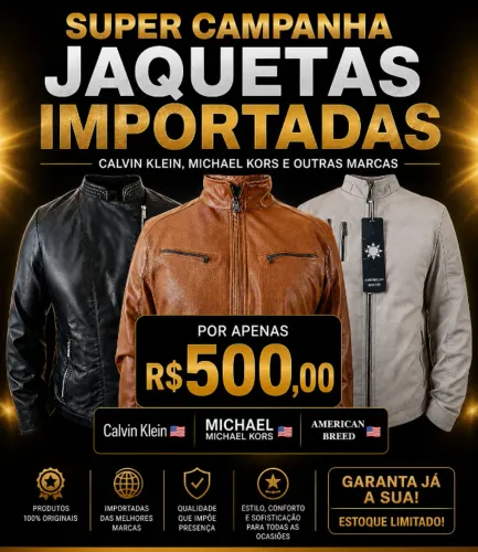 Jaqueta de couro, marcas originais, em super oferta!