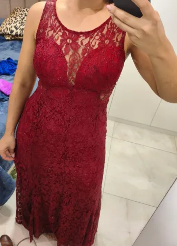 Vestido de festa Madrinha Marsala Vinho