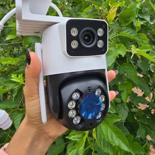 Câmera de segurança wi-fi a prova d'água com câmera dupla full HD, Branca