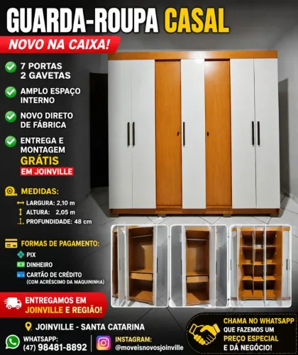 GUARDA ROUPA CASAL NOVO ENTREGA E MONTAGEM GRÁTIS