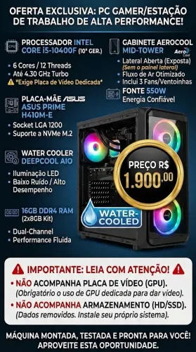 PC Gamer Intel Core i5 10400F | 16GB RAM DDR4 | Water Cooler DeepCool