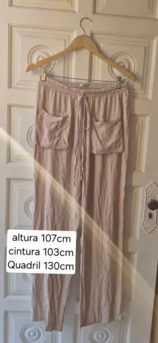 Calça crepe bege