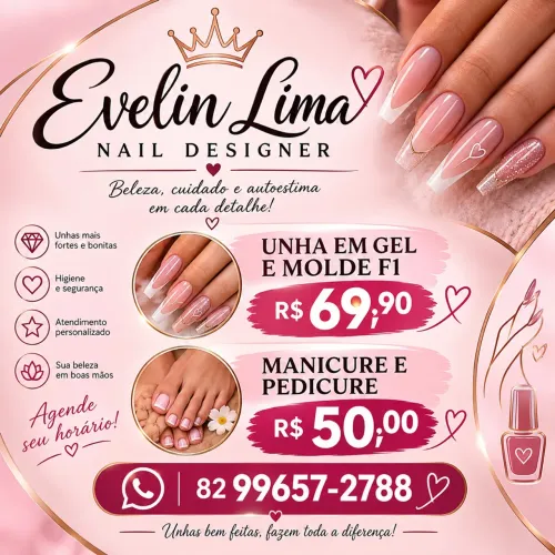 Alongamento em gel na tips e molde F1 Manicure e pedicure