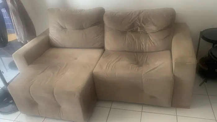 Sofá Retrátil  Suede Bege - Alto Padrão