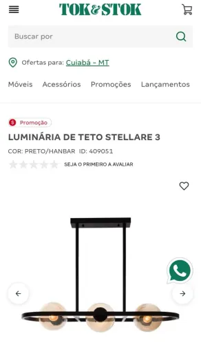 Vendo Luminária Lustre Tok&Stok