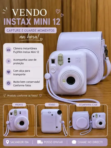 Instax Mini 12 - Lilás/Branca + Case