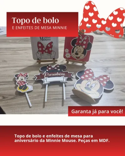 Topo de bolo e enfeites Minnie