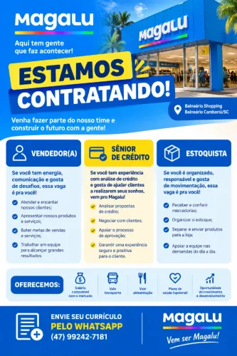 VENDEDOR, ESTOQUISTA e ANALISTA DE CRÉDITO