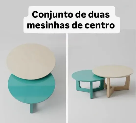 Conjunto de Duas Mesinhas de Centro Redondas (Ninho) - Ótimo Estado