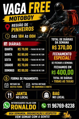 Vaga para motoboy entregador 