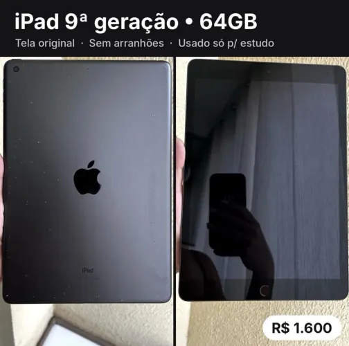 iPad 9ª Geração 64GB Cinza-espacial - Estado Excelente