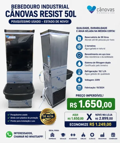 BEBEDOURO INDUSTRIAL CÂNOVAS RESIST 50L - SEMINOVO
