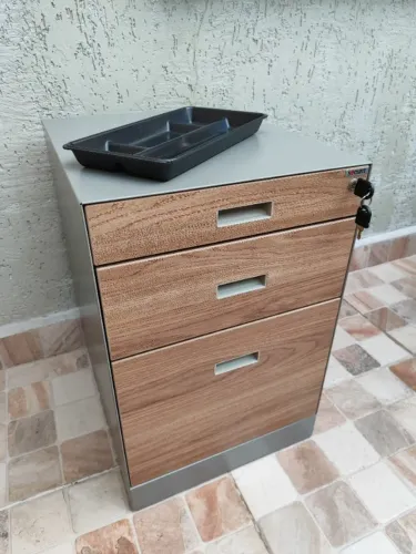 Gaveteiro de Escritório com Chave e Rodinhas 3 Gavetas de Aço / Metal - Securit