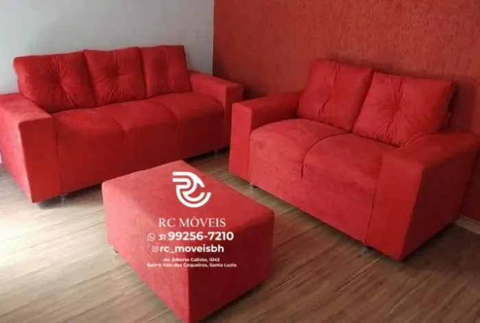 Sofá 2 e 3 assentos com Puff Suede D33 Confortável Direto da Fábrica