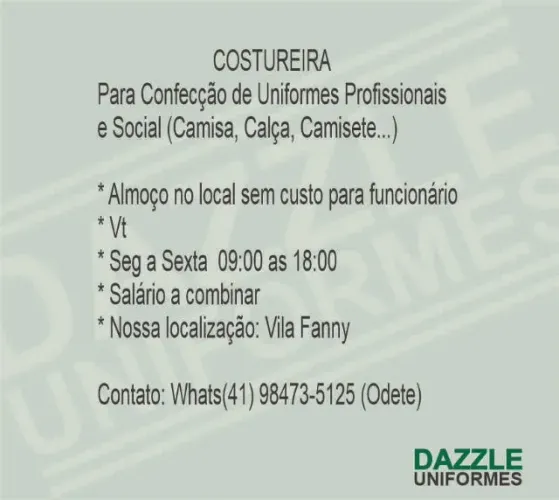 Costureira para Roupas Operacionais e Social