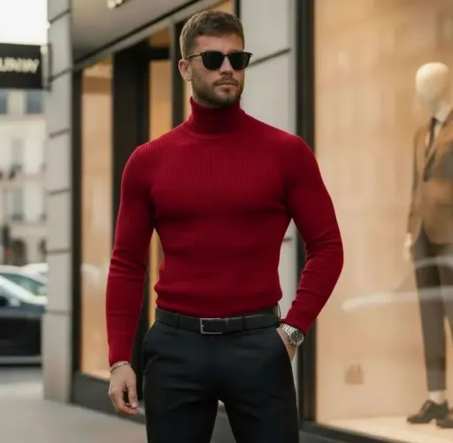 Blusa de Frio Cacharrel Canelada Gola alta de Compreensão