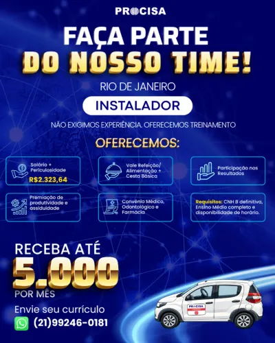Instalador Trainee na área de Telecom - SEM EXPERIÊNCIA 