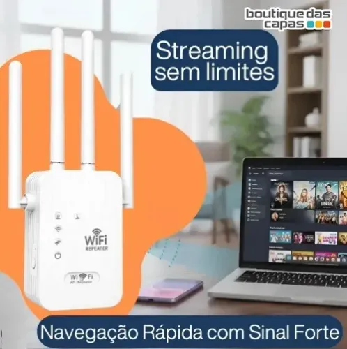 REPETIDOR DE SINAL WIFI WIRELESS (4 ANTENAS) 1200mbps Internet Potente Fácil Instalar