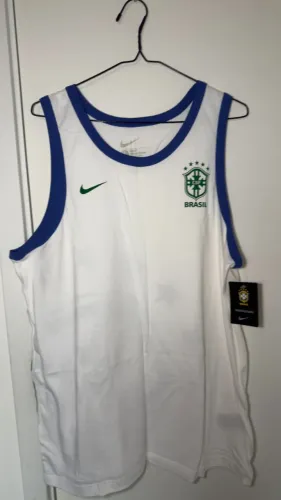 Regata Nike Brasil CBF branca e azul - Tamanho G