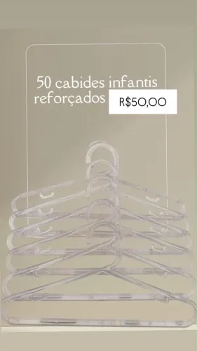 50 cabides de acrílico infantis reforçados 