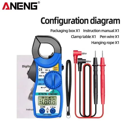 Alicate Amperímetro Digital ANENG KT87N 400A AC/DC True RMS LCD