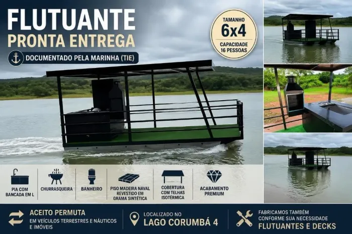 Flutuante documentado pela marinha (catamarã)a pronta entrega