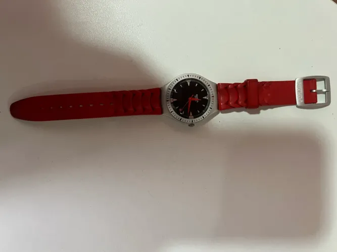 Relógio Swatch Irony Aluminium Original - Suíço - Pulseira Vermelha