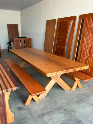 Mesa de Jantar Madeira Maciça Angelim | Modelo Rústico Premium