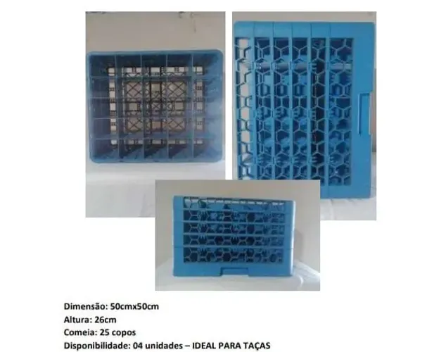 Rack plástico reforçado para transporte de copos 