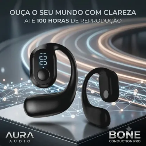 Fone de Ouvido Condução Óssea Aura Audio Bone Conduction Pro - Bateria até 100h 5.3