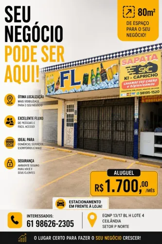 ALUGO LOJA EXCELENTE LOCALIZAÇÃO PNORTE EQNP13/17
