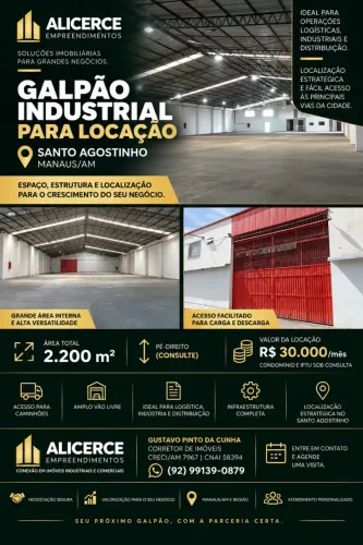 ALUGO GALPÃO PROXIMO A PONTA NEGRA COM HABITE-SE E AVCB DE 2000 M2