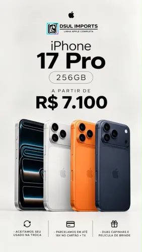 iPhone 17 Pro 256GB | Novo | Aceitamos Usado na Troca
