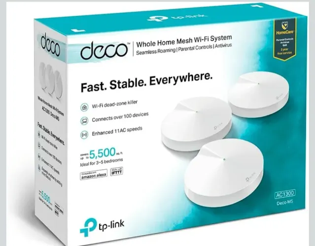 Kit Roteador Wi-Fi Mesh TP-Link Deco M5 (3 Un.) - Impecável, Com Caixa
