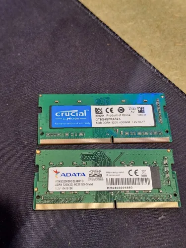 MEMÓRIA RAM DDR4 8GB 3200MHZ PARA NOTEBOOK 2X8 16GB ADATA/CRUCIAL R$350,00